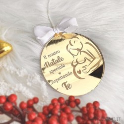 Pallina Natale Gravidanza Coppia, Personalizzata con Nome del Bambino
