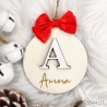 Pallina Natale in legno, personalizzata con Nome ed Iniziale a Rilievo