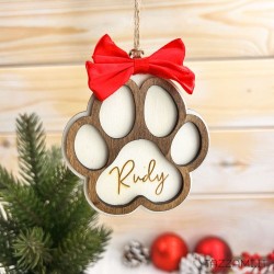 Pallina di Natale 3d a forma di Zampa con Nome Personalizzato