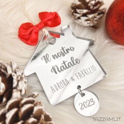 Pallina Natale Coppia Casetta, Personalizzata con Nomi e anno