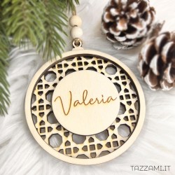 Pallina di Natale 3d a con dettaglio Macramè e Nome Personalizzato