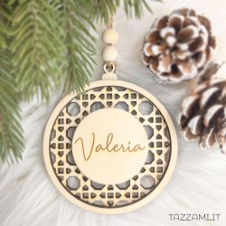 Pallina di Natale 3d a con dettaglio Macramè e Nome Personalizzato