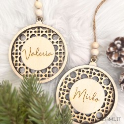 Pallina di Natale 3d a con dettaglio Macramè e Nome Personalizzato