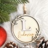 Pallina Natale in legno, personalizzata con Nome ed Iniziale 3d