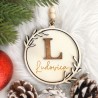 Pallina Natale in legno, personalizzata con Nome ed Iniziale 3d