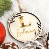 Pallina Natale in legno, personalizzata con Nome ed Iniziale 3d