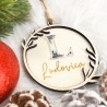 Pallina Natale in legno, personalizzata con Nome ed Iniziale 3d