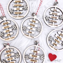 Addobbo Regalo Natale in legno personalizzato con Nome della Famiglia