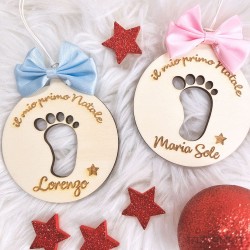 Pallina di Natale con Piedino e Nome del Bambino