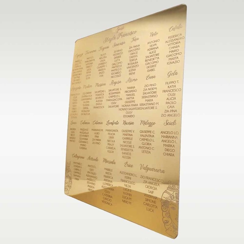 Tableau de Mariage con Mori Incisi in Plexiglass e Legno | Tazzami