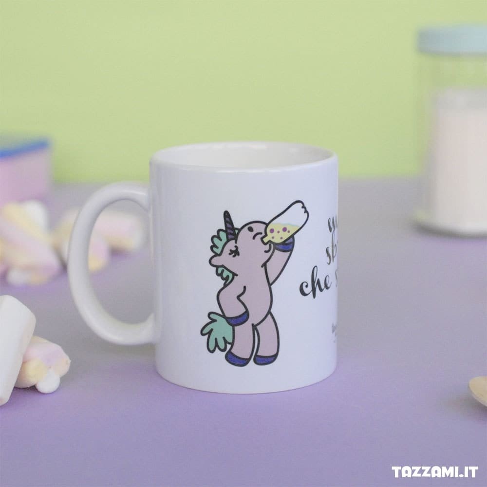 Tazza con Unicorno rosa e scritta meglio sbronzi che Stronzi