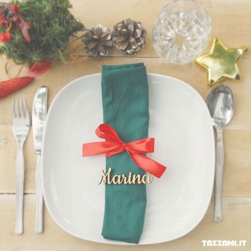 Segnaposto Nome per Tavola da Pranzo Natale Legno o Plexiglass