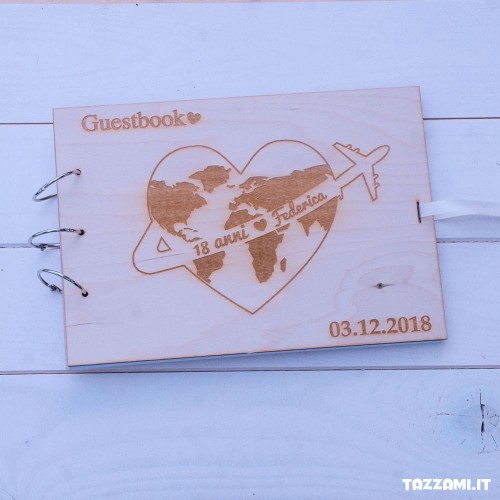Guestbook in legno per Compleanno personalizzato con Nome e data