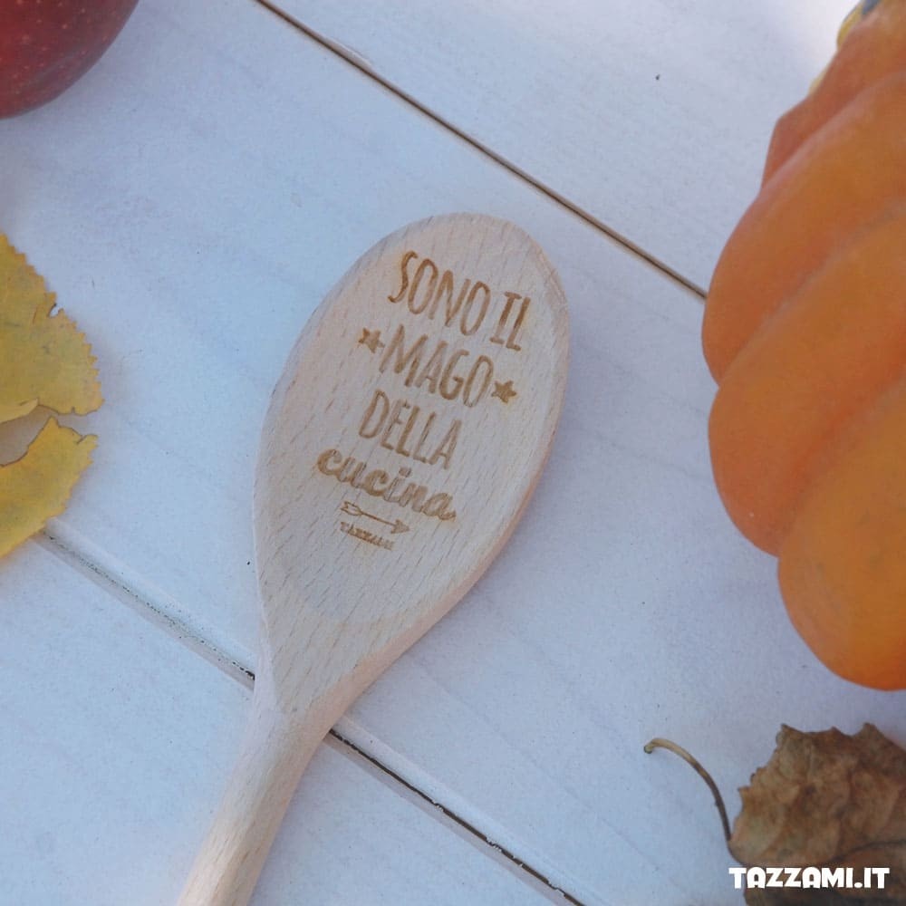 Cucchiaio in Legno con frase Divertente sono il Mago della Cucina