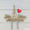 Cake topper Parigi, Personalizzato con Cognome Sposi e torre Eiffel