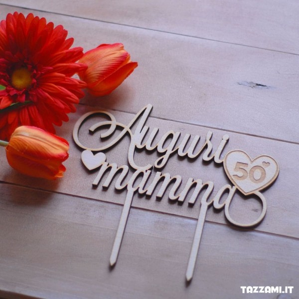 Cake topper auguri Mamma, Personalizzato con numero di Compleanno