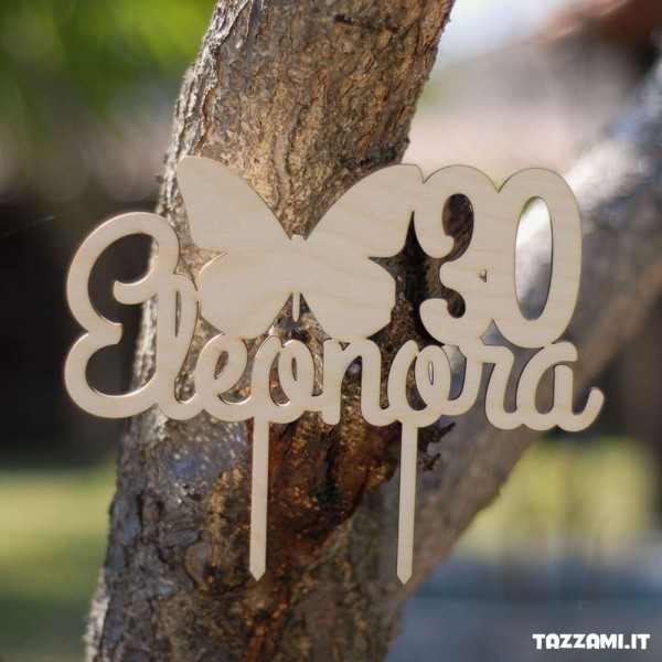 Cake Topper Farfalla, personalizzato con Nome e numero di Compleanno