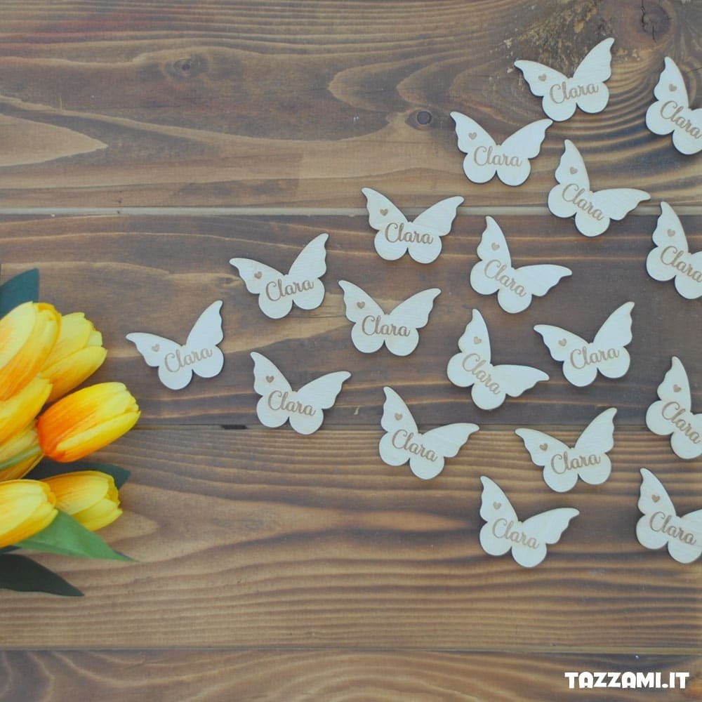 Tag Farfalla personalizzata con Nome per decorare le tue Bomboniere