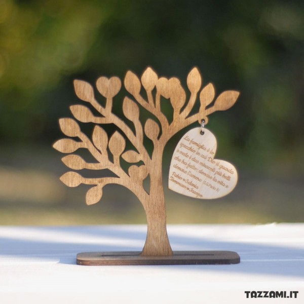 Albero della Vita con Dedica Personalizzata in un Cuore pendente