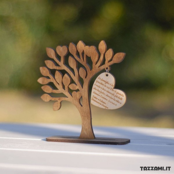 Albero della Vita con Dedica Personalizzata in un Cuore pendente