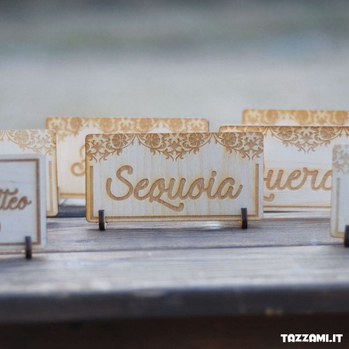 Targa Matrimonio Segnatavolo legno plexiglass Incisione Personalizzata